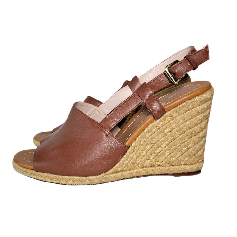 Kate Spade brown wedge espadrille sandals Size 7.5